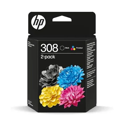 HP 308 Noir et Trois Couleurs, Lot de 2 Cartouches Encre Originales