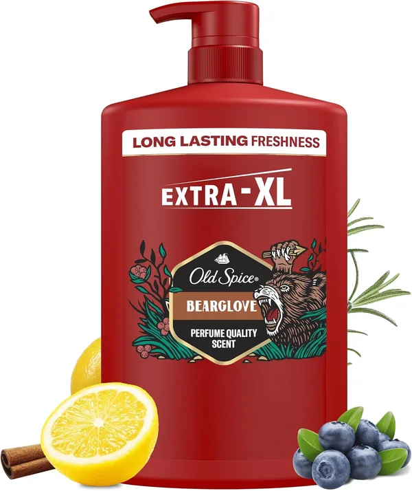 Old Spice Bearglove Żel pod prysznic i szampon dla mężczyzn 1000ml | Uniwersalna formuła 3 w 1 do mycia ciała, włosów i twarzy, długotrwała świeżość, głębokie oczyszczanie
