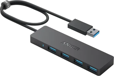 Anker 4-portowy hub USB 3.0, płaski hub USB z kablem przedłużającym 60 cm | bez ładowania, do MacBook, Mac Pro, Mac Mini, iMac, Surface Pro, XPS, PC, pendrive, dyski HDD, AK-A75