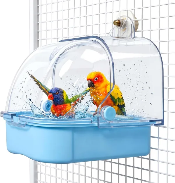 Bagno per uccelli per gabbia, Casa Pappagalli Gancio 15.8x14x13cm