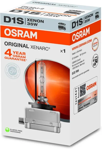 OSRAM XENARC ORIGINAL D1S faro HID allo xeno, lampada a scarica, qualità OEM, 66140, temperatura di colore 4150 K, scatola di cartone (1 pezzo)