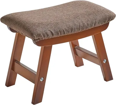 Aibiju Ottoman, Siège, Repose-Pieds, Amovible et 4 Pieds en hêtre pour Chambre à Coucher, Salon et Cuisine (Pied Marron + Coussin Marron),YDEU-1359