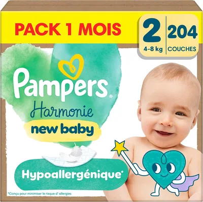 Pampers Armonia Strati Edizione Limitata, Taglia 2, 204 Strati, 4kg-8kg, Progettati Per La Pelle Più Sensibile, Confezione 1 Mese