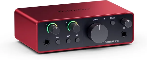Focusrite Scarlett Interfejs audio USB Solo 4. generacji dla gitarzystów, wokalistów lub producentów – wysoka precyzja, studyjna jakość nagrań i kompletne oprogramowanie do nagrywania