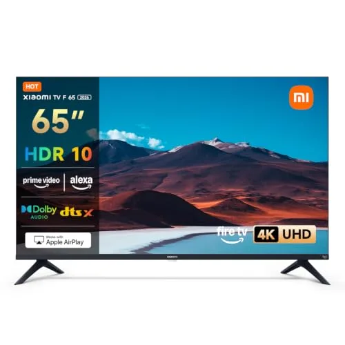 XIAOMI TV F 65, 65 Pulgadas (165 cm), 4K UHD, Smart TV, Fire OS8, Control por Voz Alexa, HDR10, MEMC, Modo Game Boost 120Hz, Compatible con Apple AirPlay
