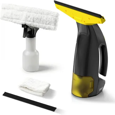 EAVE Zestaw myjek do okien, akumulatorowy odkurzacz do okien, czas pracy akumulatora 45 minut, elektryczny z dyszą ssącą 28 cm i zbiornikiem na wodę 200 ml, nadaje się do okien, płytek i luster (żółty