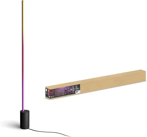 Philips Hue Gradient Signe Vloerlamp - Wit en Gekleurd Licht - Slimme Lamp Werkt met Alexa en Google Home - Verbind met Bluetooth of Hue Bridge - Dimbaar - 145 cm hoog - Zwart