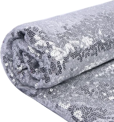Tessuto con paillettes, tessuto con paillettes per abbigliamento alla moda, decorazione di giocattoli, tovaglia con paillettes e fai da te ecc. (1 yard, argento)