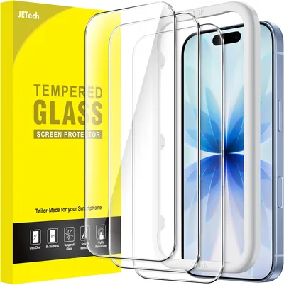 JETech Ochraniacz Ekranu dla iPhone 17, 3 Sztuki | Szkło Hartowane 9H, Przejrzystość HD, Antyzarysowaniowe, Narzędzie Łatwej Instalacji