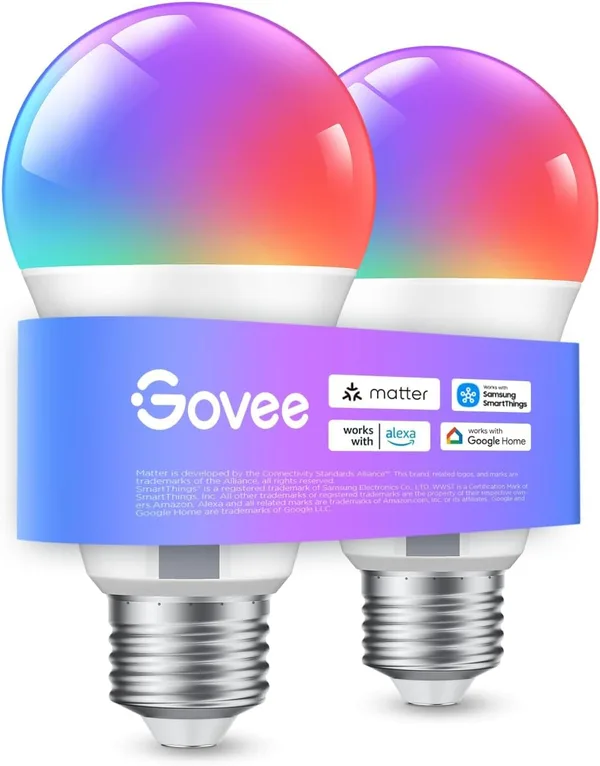 Govee Alexa inteligentna żarówka E27, zmiana kolorów z lampą do synchronizacji muzyki, WiFi i Bluetooth, inteligentna żarówka LED funkcjonowanie za pomocą aplikacji Google Assistant, 2 sztuki