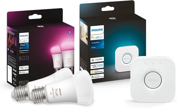 Philips Hue Zestaw White and Color Ambiance E27 2 szt. 800Lm i Mostek Hue