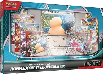 Pokémon : Specjalna kolekcja Pokémon TCG Ronflex-ex i Leuphorie-ex (2 błyszczące karty promocyjne, 1 błyszcząca karta wielkoformatowa i 8 boosterów)
