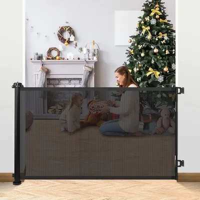 Barriere de securite Enfant,Utilisation d'une Seule Main, barrière de sécurité pour bébés pour escaliers, Portes, Cuisine, couloirs, barrières d'escalier pour bébés/Chiens, (Noir, 180cm*86cm)