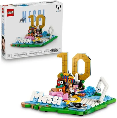LEGO Editions Lionel Messi — piłkarskie momenty 43011 | Sportowa dekoracja, zestaw klocków dla dzieci, prezent dla fana piłki nożnej, dla chłopców i dziewczynek 10+, 500 elementów