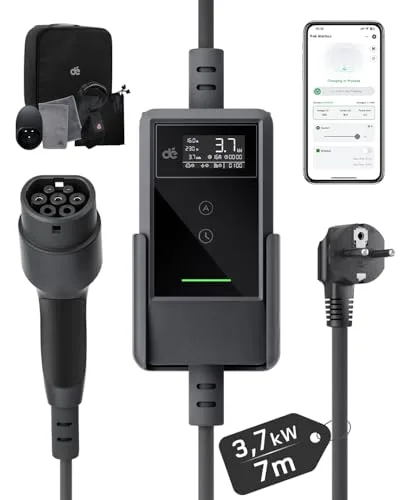 dé Chargeur Voiture Electrique App 3,7kW 7m 6-16A Réglable Type 2 Schuko