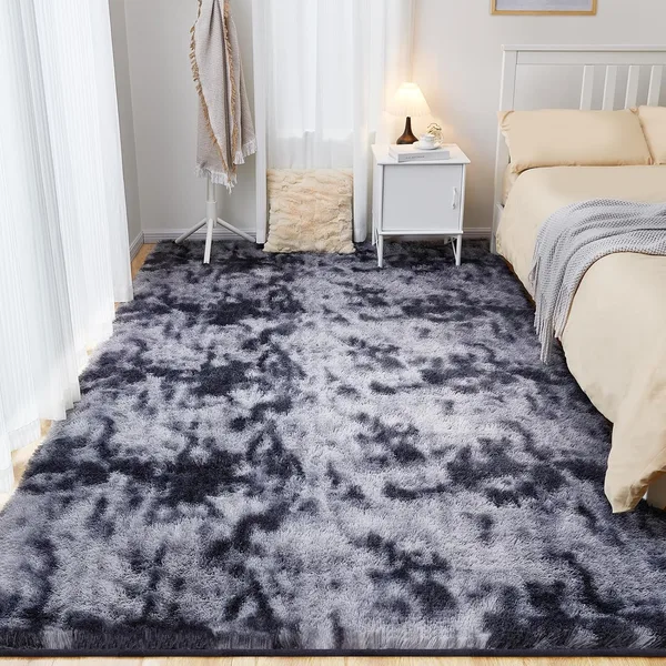 Dywan do Salonu 80X150cm Miękki Puszysty Dywan z Wysokim Runem Ciemnoszary