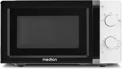 MEDION Microonde (20 litri, 700 watt, piccolo, compatto e salvaspazio, 5 impostazioni microonde, funzione scongelamento, funzione timer, MD11475) bianco