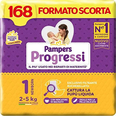 Pampers Progressi Pieluchy, 168 Sztuki