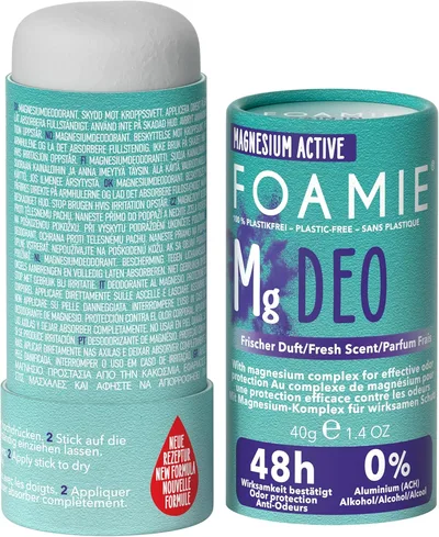 Foamie Dezodorant Rain In The Woods Solid (40g) - Świeży deo-Stick 48 godzin skuteczności - Bez aluminium i alkoholu - Wegański i bez plastiku - Testowany dermatologicznie