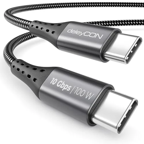 deleyCON 0,5m Kabel USB-C (USB 3.2 Gen2 100W & 10Gbit/s) 4K@60Hz