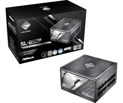 ASRock Steel Legend SL-850P PSU 850W 80Plus & Cybenetics Platinum Full Modular ATX3.1 & PCIe5.1 Ready with Dual Color 12V-2x6 Cable 10 Years Warranty
