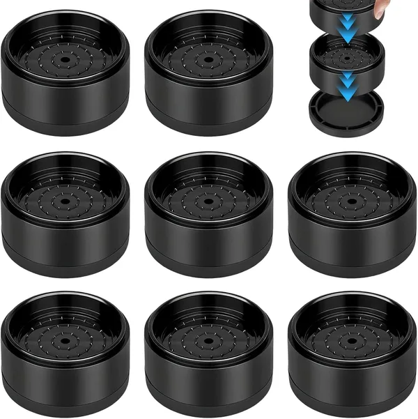 Podwyższenie mebli, okrągłe, 8 sztuk, średnica wewnętrzna 57 mm, możliwość układania w stos, czarne, antypoślizgowe podwyższenie mebli, sofy, stołów, krzeseł i szafek, 8 sztuk