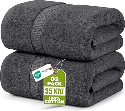 Utopia Towels - Serviette de Bain Grande Taille 90 x 180 cm (Lot de 2) (Gris)