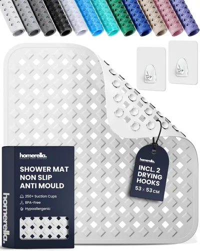 homerella Duschmatte rutschfest 53x53cm Antirutschmatte Dusche inkl 2 Haken