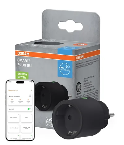 OSRAM Gniazdo SMART+ MATTER EU w kolorze czarnym, inteligentne gniazdo z technologią Matter over WiFi do integracji urządzeń elektrycznych z systemem Smart Home