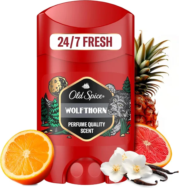 Old Spice Wolfthorn Dezodorant w sztyfcie dla mężczyzn 50ml | Świeżość 24/7 przy codziennym stosowaniu, niewidoczny na czarno-białych ubraniach