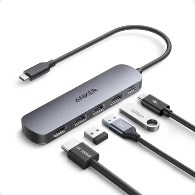 Anker hub USB-C (5 w 1), HDMI 4K@30Hz, maks. 90 W | Power Delivery, porty USB-A, kompaktowy i stylowy do MacBooka, Dell XPS i innych urządzeń (ładowarka sprzedawana oddzielnie)