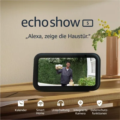 Echo Show 5 (Ultimo modello) | Schermo touch intelligente e compatto: controllo della Casa Intelligente e molto altro | Antracite, con Accesso Anticipato ad Alexa+