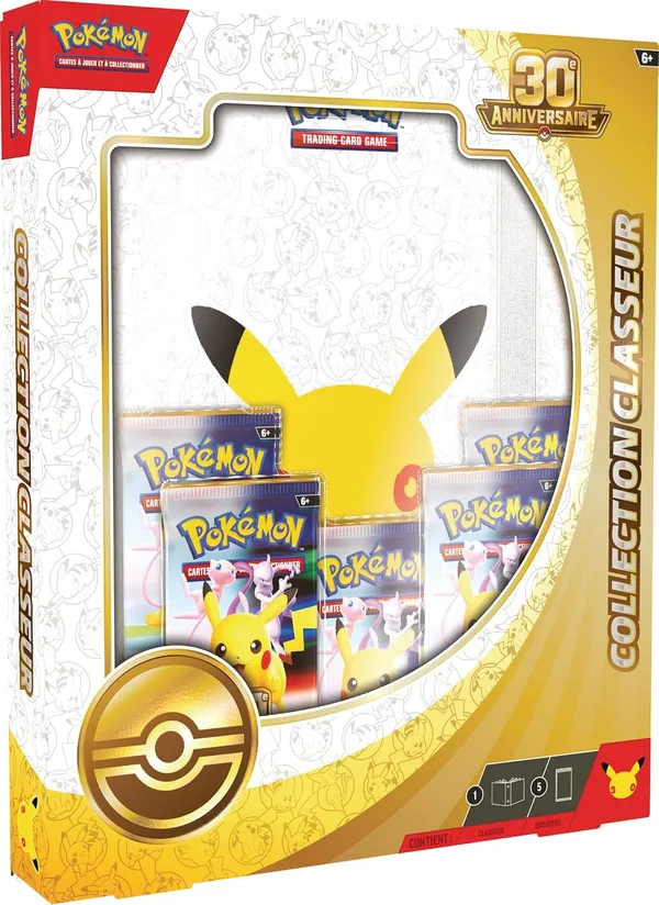 Pokémon : Collection classeur 30ᵉ Anniversaire du JCC Pokémon (1 classeur et 5 boosters)