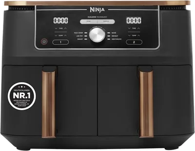 Ninja Foodi MAX Dual Zone Heißluftfritteuse, 9,5 L, 6-in-1, Kupfer/Schwarz