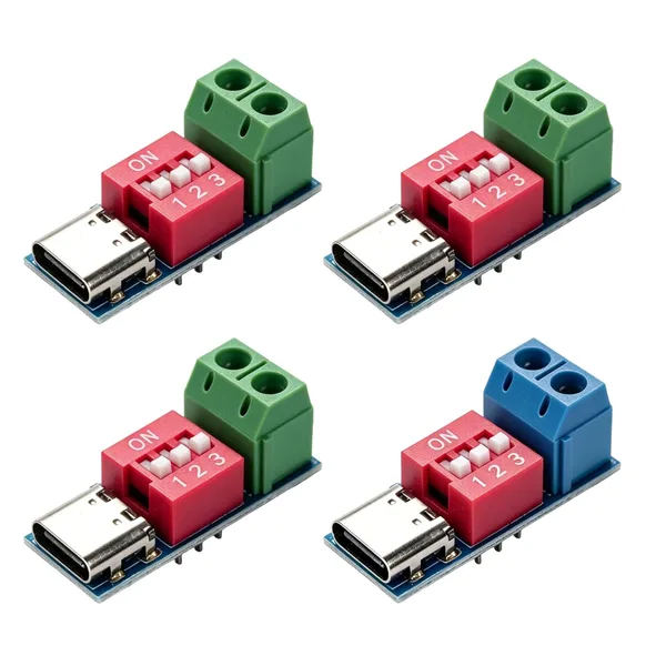 4 pièces Module USB-C PD Trigger 100 W, 5–20 V, commutateur DIP