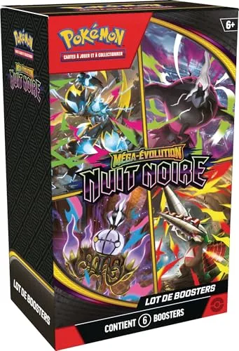 Pokémon : Lot de boosters Méga-Évolution – Nuit Noire (6 boosters)