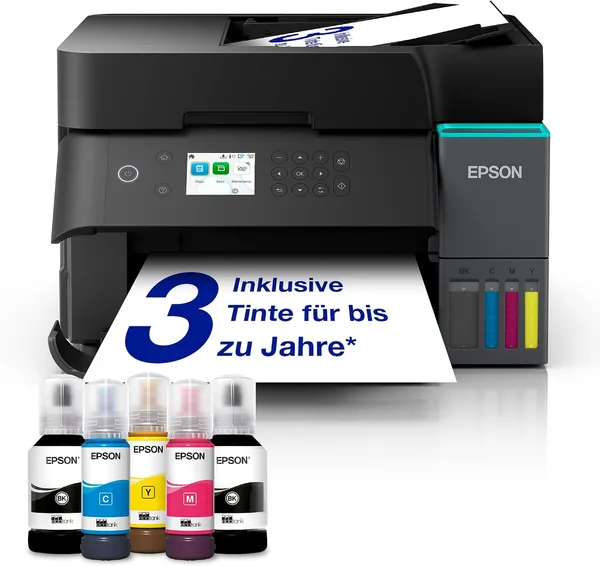 EcoTank ET-3950 drukarka wielofunkcyjna A4 ze zbiornikiem z atramentem Wi-Fi i AirPrint, automatyczny podajnik dokumentów, druk dwustronny, skanowanie i kopiowanie, tusz do 3 lat w zestawie