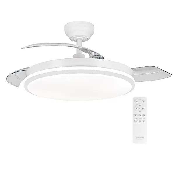 Ventilador de techo con luz con mando 3 aspas, Motor DC 30W+42W Luz LED