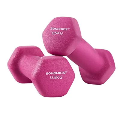 SONGMICS 2 mancuernas hexagonales con revestimiento de neopreno para entrenamiento de fuerza, fitness y hogar