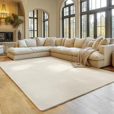 SIMPEX Dywan Kość słoniowa 240x340 cm Pranie, Krótkowłosy, Antypoślizgowy i Miękki, Nowoczesny Jednokolorowy Design do Salonu, Sypialni, Kuchni i Pokoju Dziecięcego