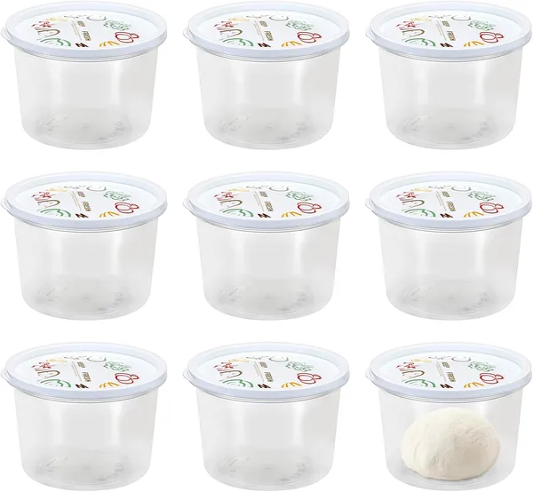 SUMTree 9 Pcs Pizzaballenbox mit Deckel Kunststoff Pizzateigbehälter 1,1L