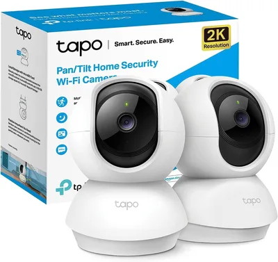 Tapo C210P2 Telecamera Wi-Fi Interno 2K(3MP), Videocamera sorveglianza, Visione Notturna, Notifiche in Tempo Real, MicroSD fino a 512GB, Alexa e Google Assistant, Contiene 2 C210
