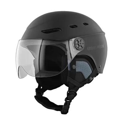 T'nB - Visor, Schutzhelm für Fahrrad und Elektroroller, mit transparentem Visier, Belüftungen, Einstellrad, abnehmbare Ohrenschützer, Größe M (Kopfumfang 54-58 cm), Schwarz