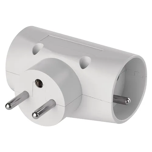 Rozgałęźnik 3x EMOS: 2x wtyczka typu E (Polska) + 1x wtyczka typu Euro, potrójne gniazdo wielofunkcyjne, białe, 16 A / 3680 W