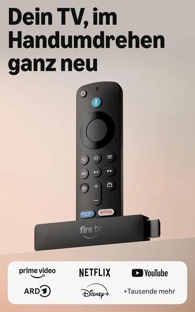 Amazon Fire TV Stick HD (neueste Generation), Free- und Live-TV-Inhalte, Alexa-Sprachfernbedienung, wird über den Fernseher mit Strom versorgt, mühelose Einrichtung, finde Serien schneller mit Alexa+