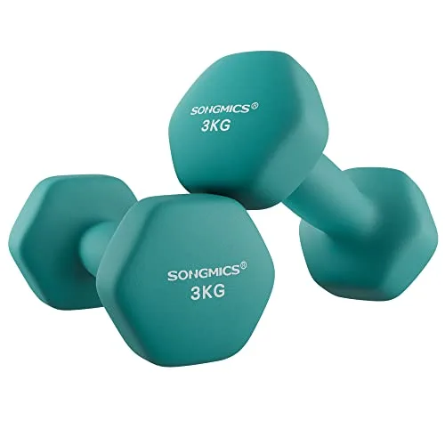 SONGMICS Hantle sześciokątne, zestaw 2 sztuk, 2 x 3 kg, powłoka PVC