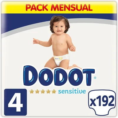 Dodot Sensitive, Pannolini, Misura 4 (9-14 kg), Confezione da 192 pezzi