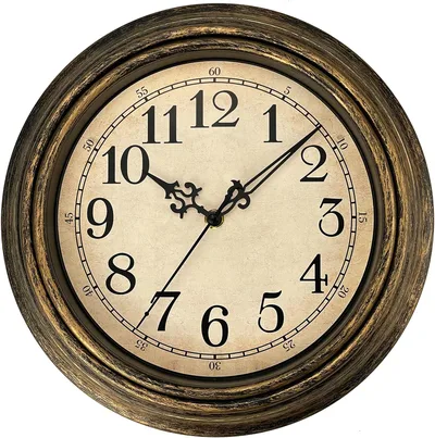 Plumeet Mały zegar ścienny retro, klasyczny cichy zegar bez tykania 25 cm, odpowiedni do dekoracji salonu/sypialni/biura - zasilany baterią