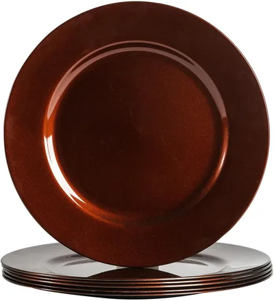 Argon Tableware 6 pièce métallique Chargeur microplaques - Fini métallique - 33cm - Rouge foncé