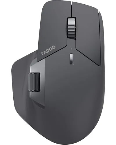 Rapoo MT760L Wireless Mouse Silent - USB Wireless 2.4G und Bluetooth Maus kabellos, bis 4000 DPI, leiser klick, Multi Device, Daumenscrollrad, Akku, für PC, Mac, grau-schwarz